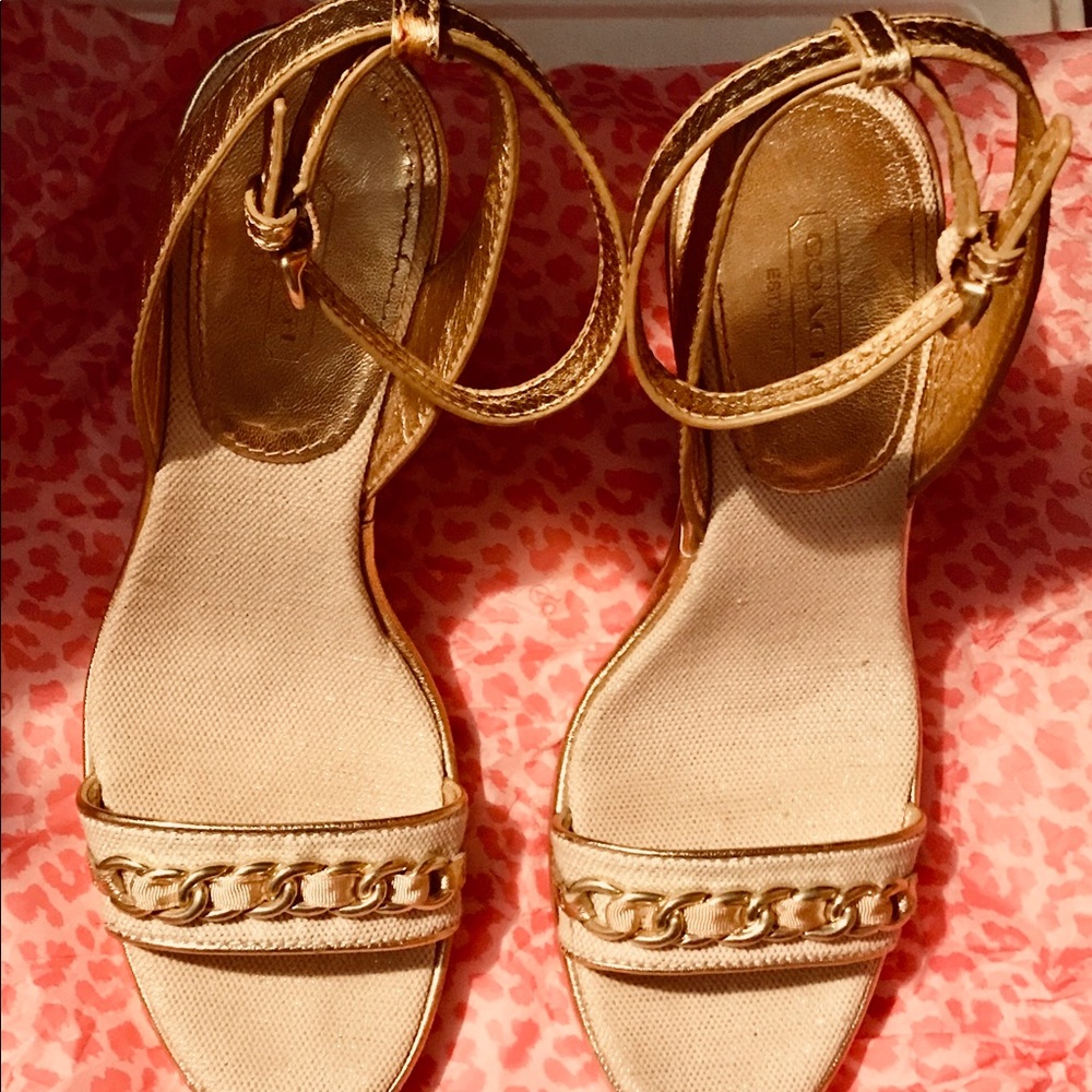 Coach Wedges Authentic-Pretty Gold metallic NWOT - Picture 2 of 2